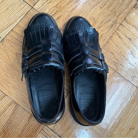 Dr. MARTENS Black Leather Fringe Loafers - Picture 3 of 7